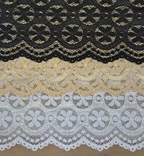 Load image into Gallery viewer, Circles and daisies stretch lace Beige