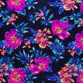Lycra Printed Neon Hibiscus Flowers