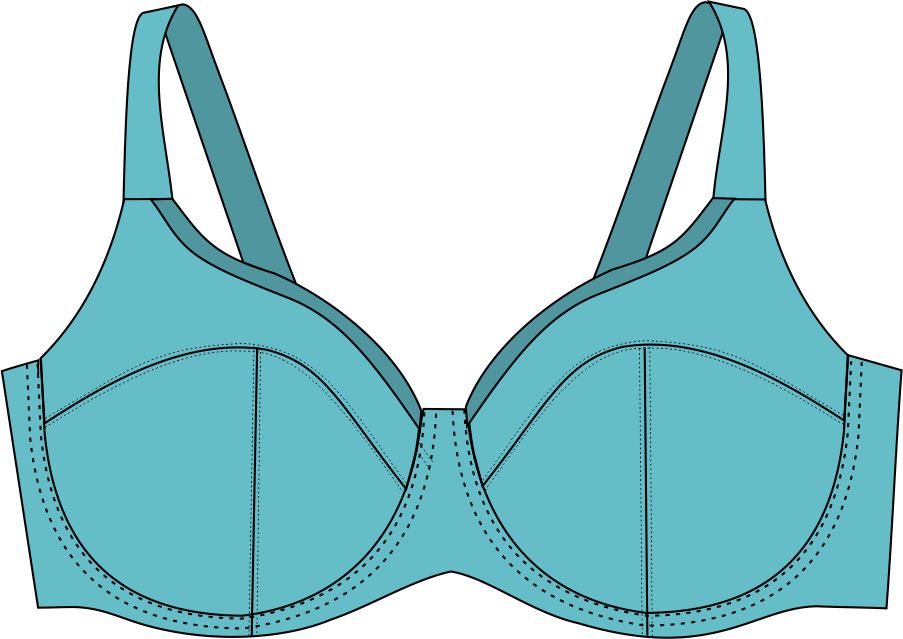 Blue bra drawing on a white background