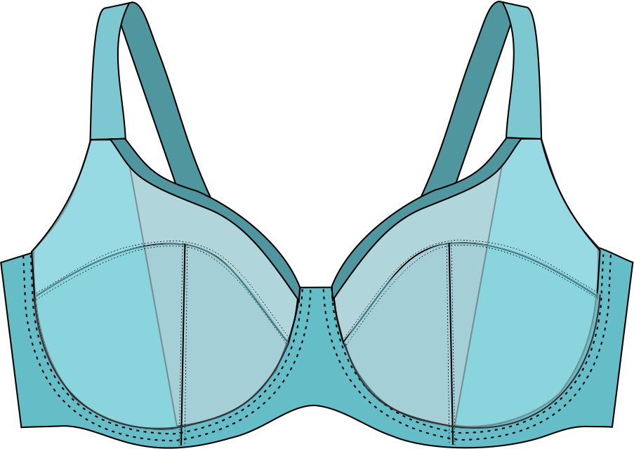Light blue bra drawing on a white background