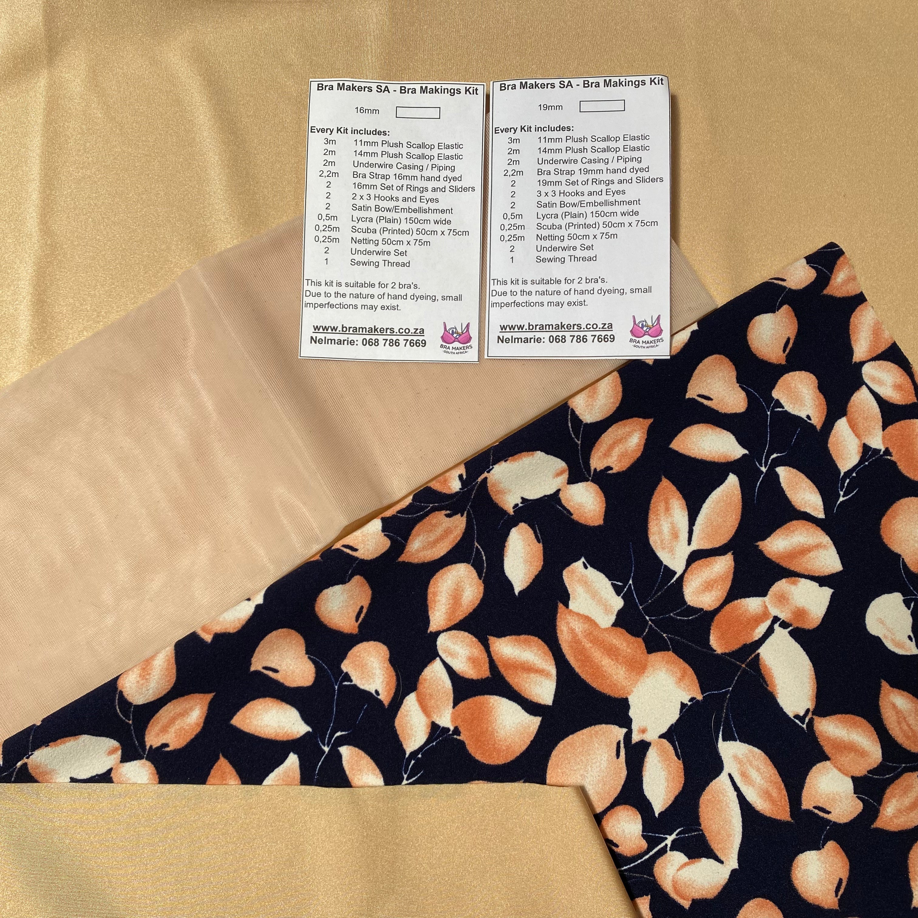 Bra Making Kit - Beige Petals Scuba