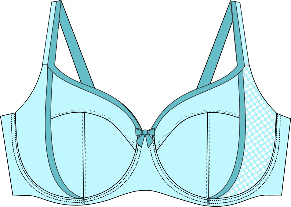 Light blue bra drawing with a subtle pattern on a white background
