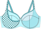Light blue bra drawing with star pattern on a white background