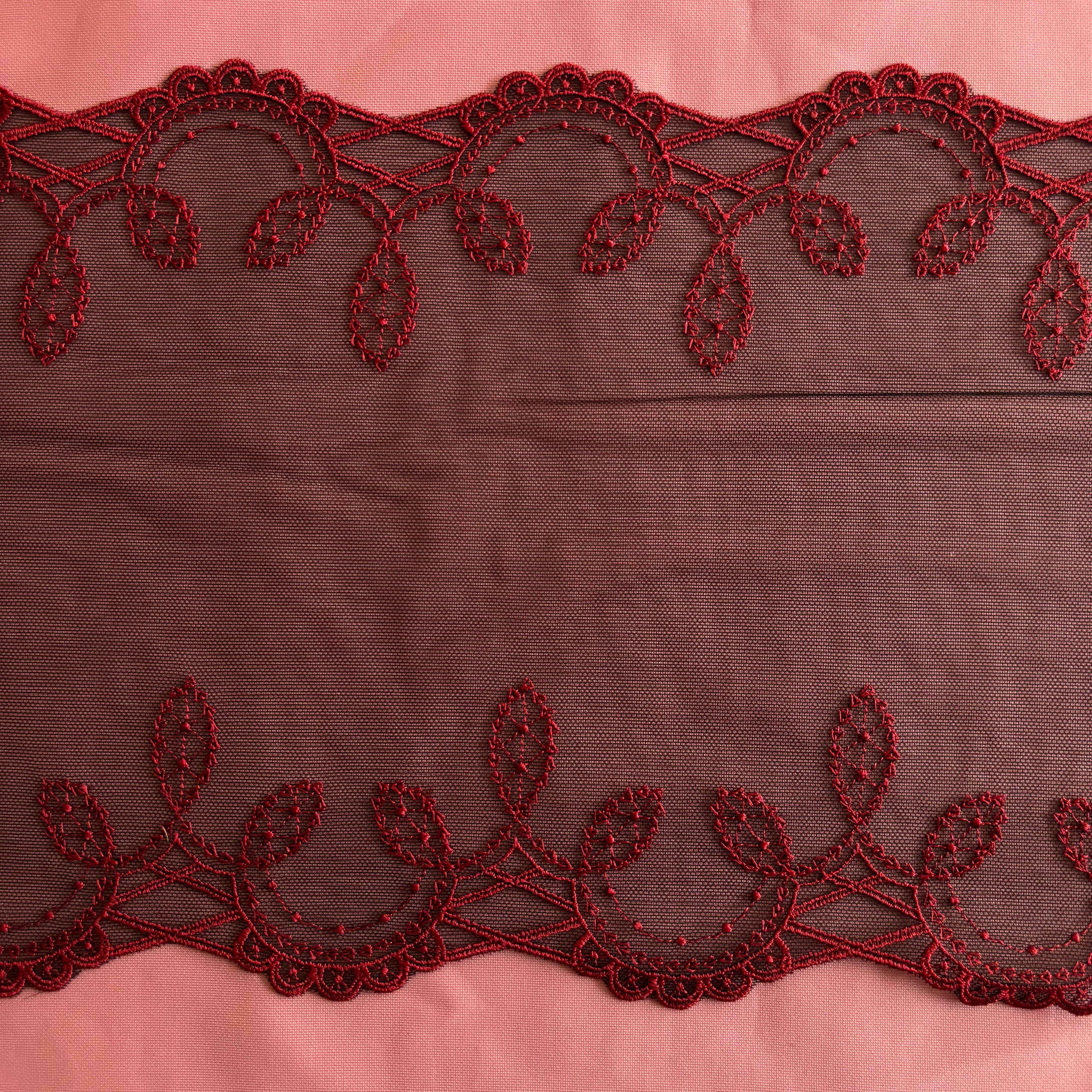 Embroidered Lace Black with Red Detail