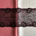 Embroidered Delicate Flower Lace Black with Cerise Pink