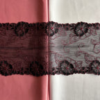 Embroidered Delicate Flower Lace Black with Cerise Pink