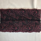 Embroidered Delicate Flower Lace Black with Cerise Pink