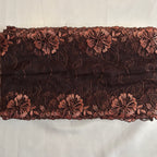 Embroidered Delicate Flower Lace Chocolate Brown with Brick Red