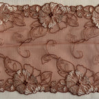 Embroidered Delicate Flower Lace Dark Mocha with Beige