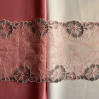 Embroidered Delicate Flower Lace Light Pink with Light Grey