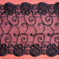 Embroidered Lace Flower Swirls Navy