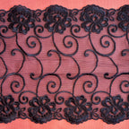 Embroidered Lace Flower Swirls Navy