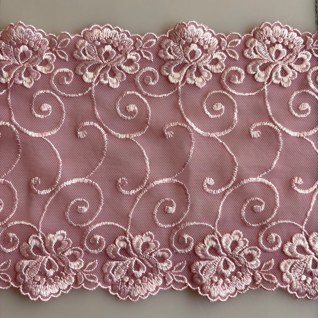 Embroidered Lace Flower Swirls White