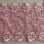 Embroidered Lace Flower Swirls White