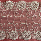 Embroidered Lace Flower Swirls White