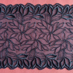 Embroidered Lace Leaves Branch Denim