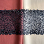 Embroidered Lace Leaves Branch Denim