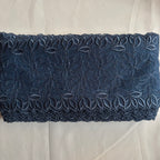 Embroidered Lace Leaves Branch Denim
