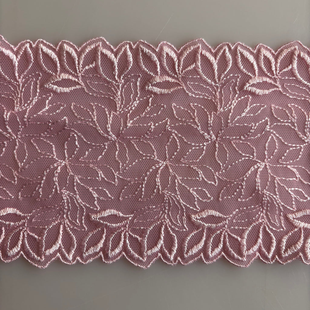 Embroidered Lace Leaves Branch White