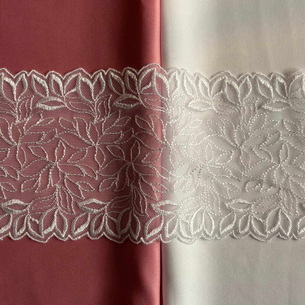 Embroidered Lace Leaves Branch White