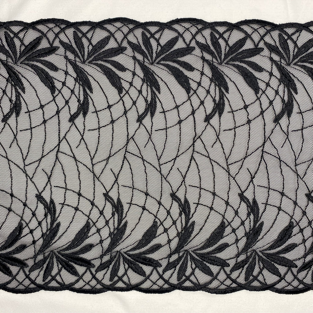 Embroidered Lace Palm Trees Black