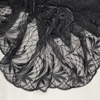 Embroidered Lace Palm Trees Black