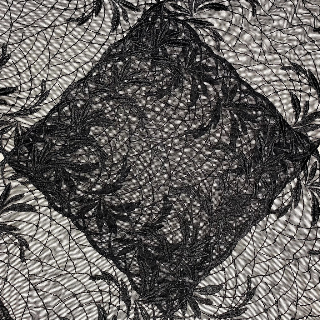 Embroidered Lace Palm Trees Black