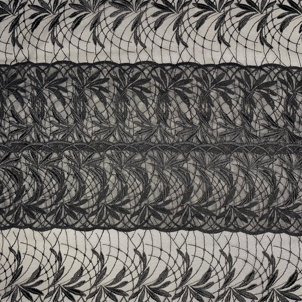 Embroidered Lace Palm Trees Black