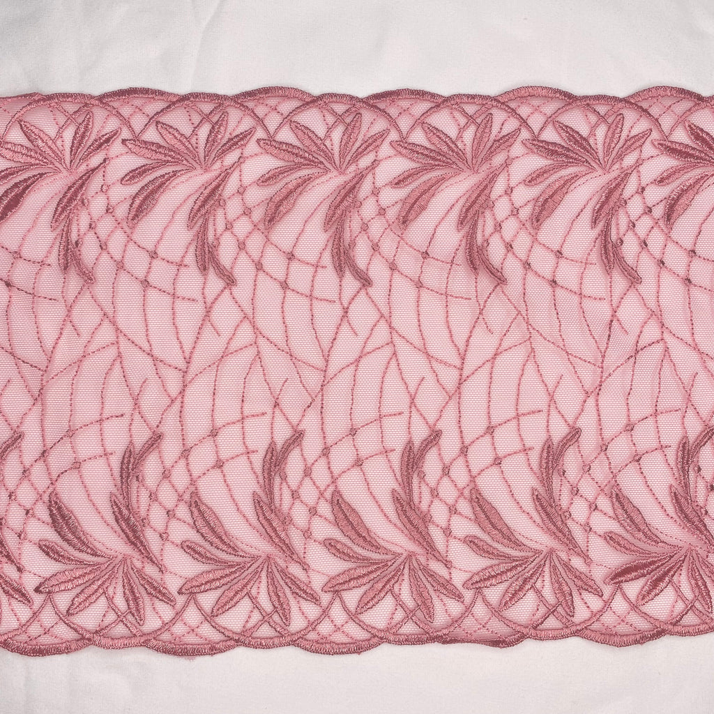 Embroidered Lace Palm Trees Rose Pink