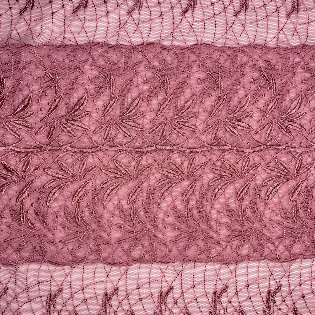 Embroidered Lace Palm Trees Rose Pink