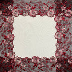Embroidered Lace Black with Pink and Red Flowers
