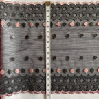 Embroidered Lace Black with Grey and Light Pink Dots