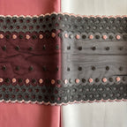 Embroidered Lace Black with Grey and Light Pink Dots