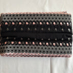 Embroidered Lace Black with Grey and Light Pink Dots