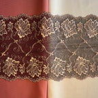 Embroidered Lace Black with Light Pink Flowers