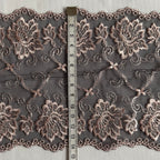 Embroidered Lace Black with Light Pink Flowers