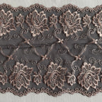 Embroidered Lace Black with Light Pink Flowers