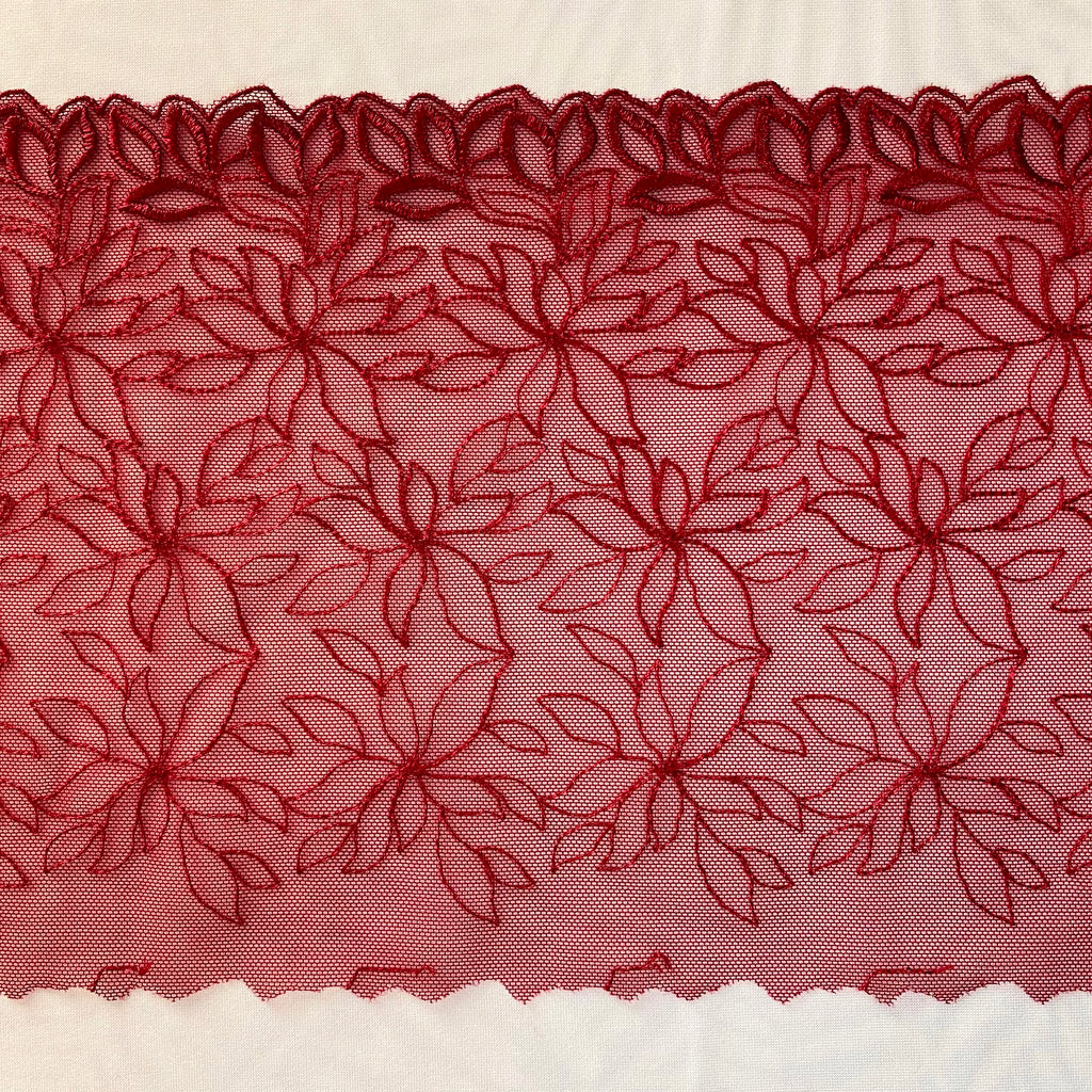 Embroidered Lace Dark Red