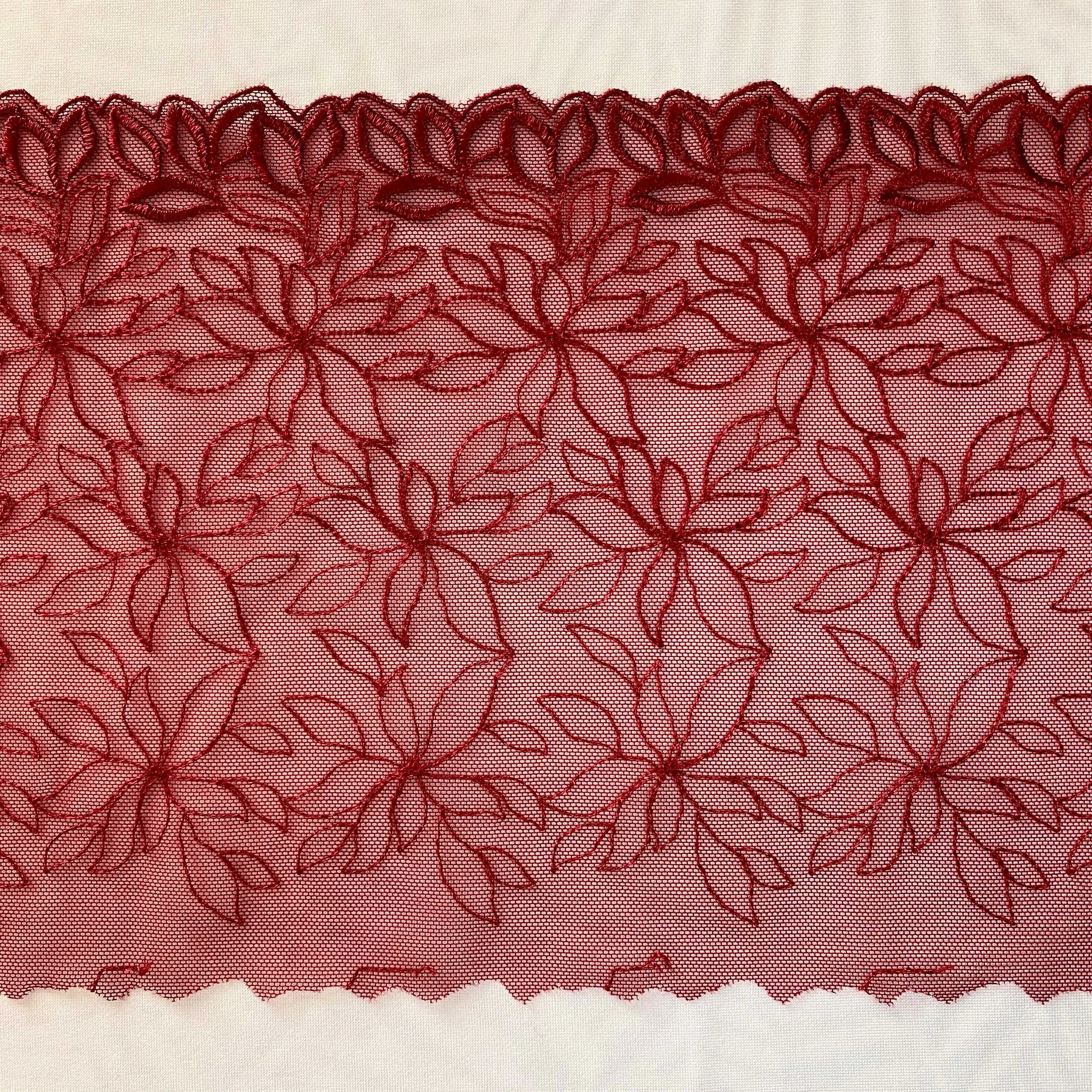 Embroidered Lace Dark Red