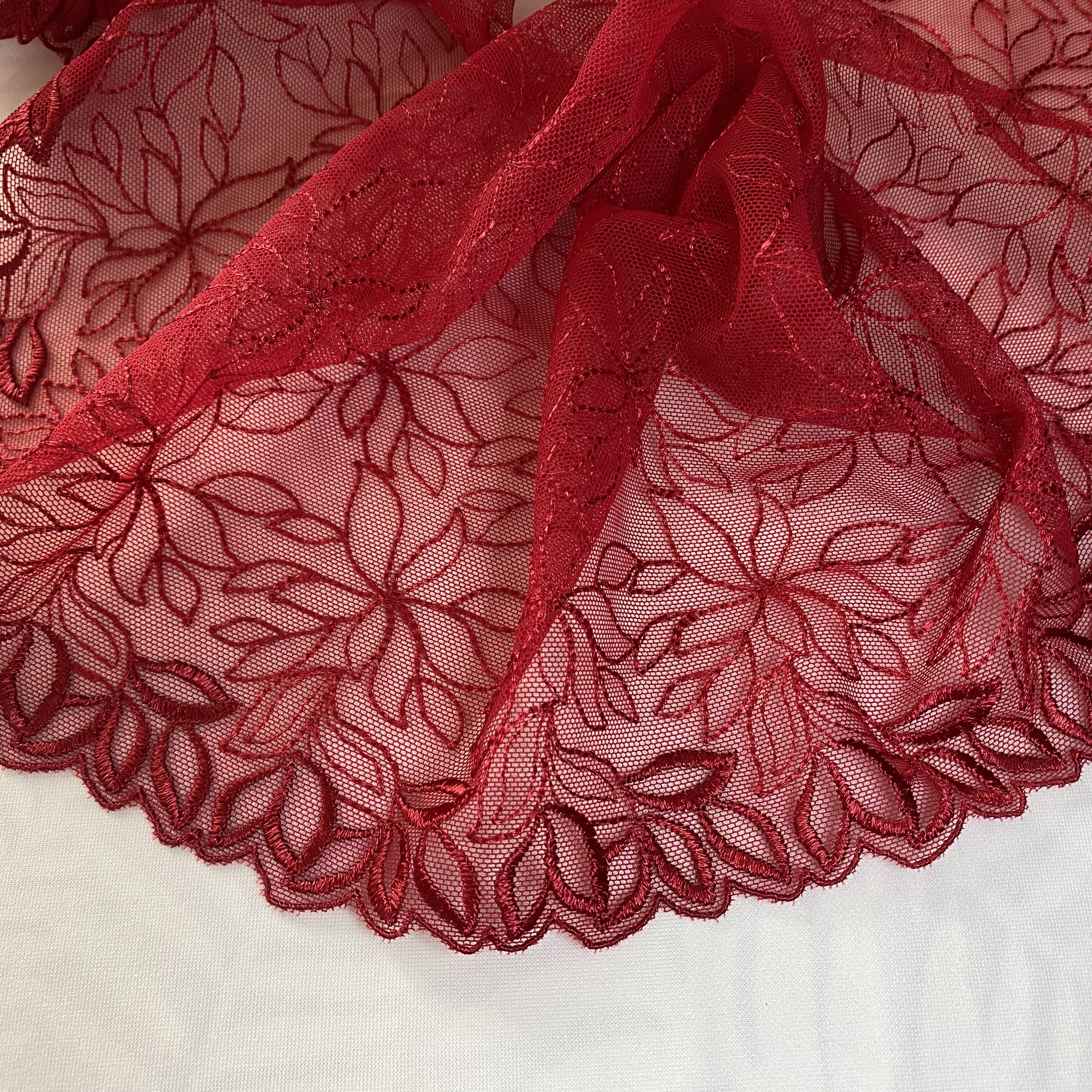 Embroidered Lace Dark Red