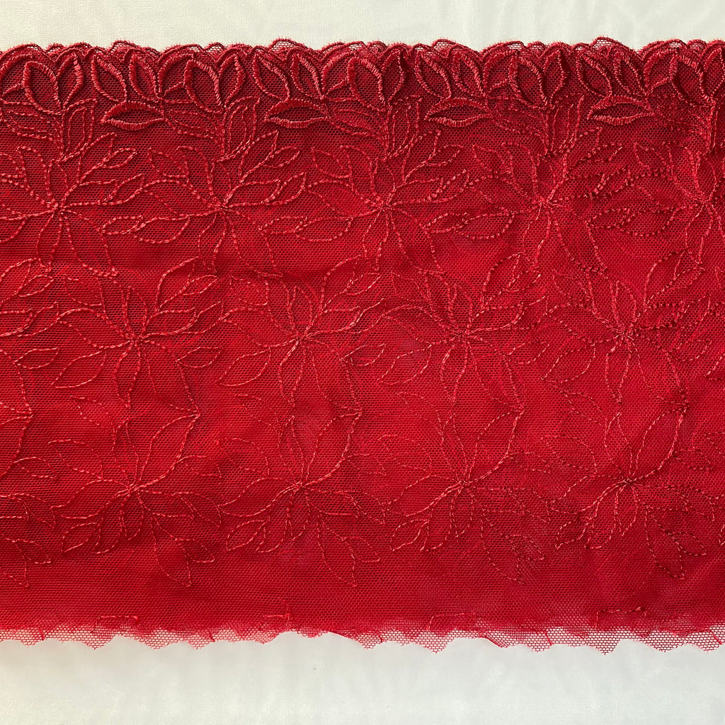 Embroidered Lace Dark Red