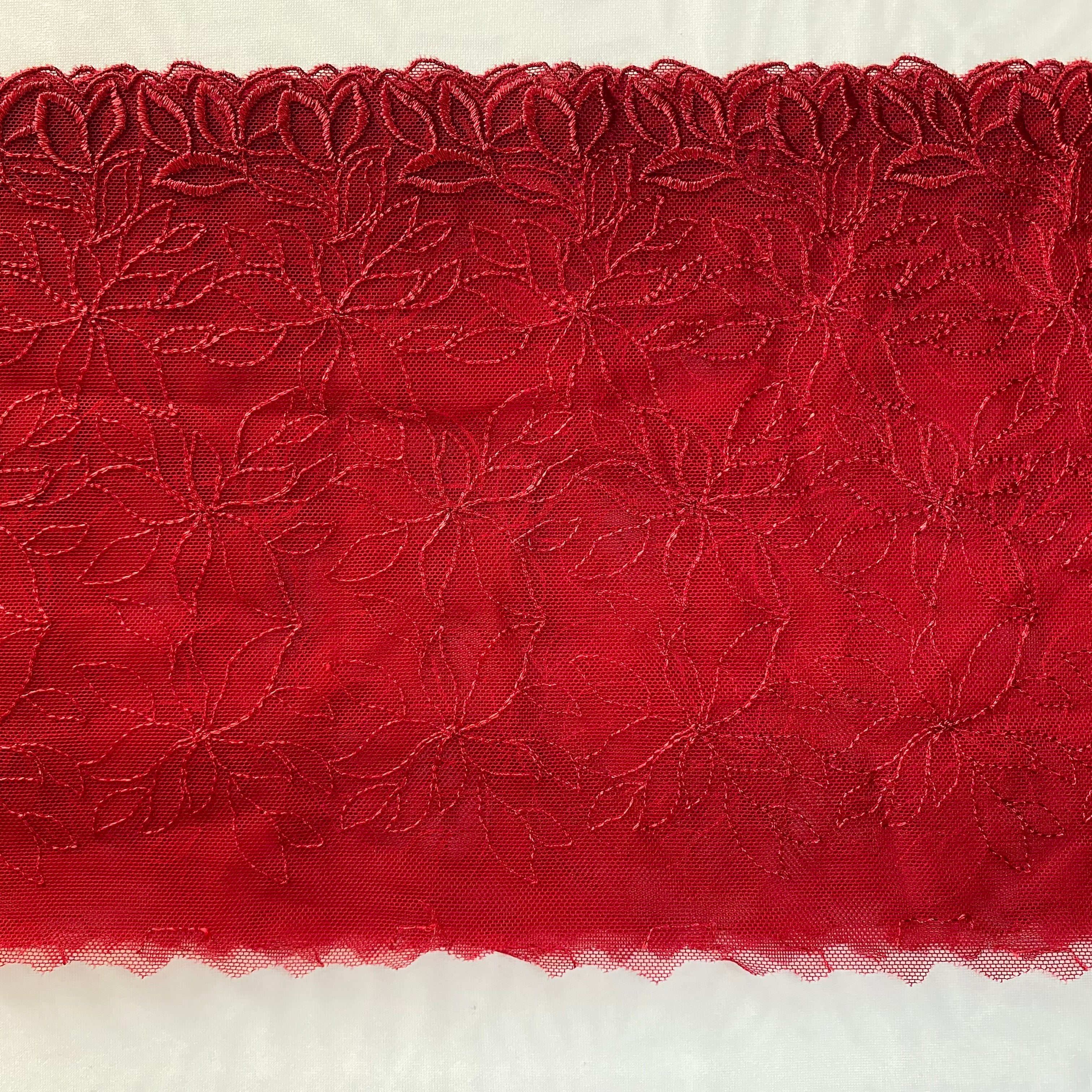 Embroidered Lace Dark Red