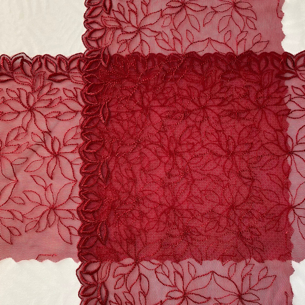 Embroidered Lace Dark Red