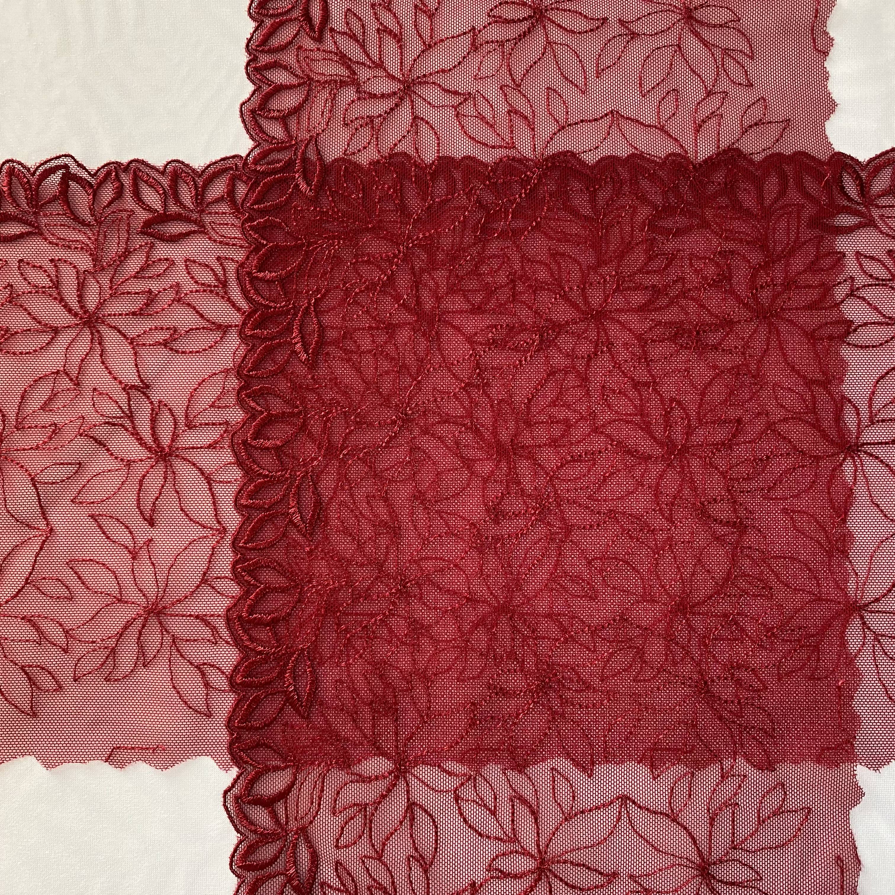 Embroidered Lace Dark Red