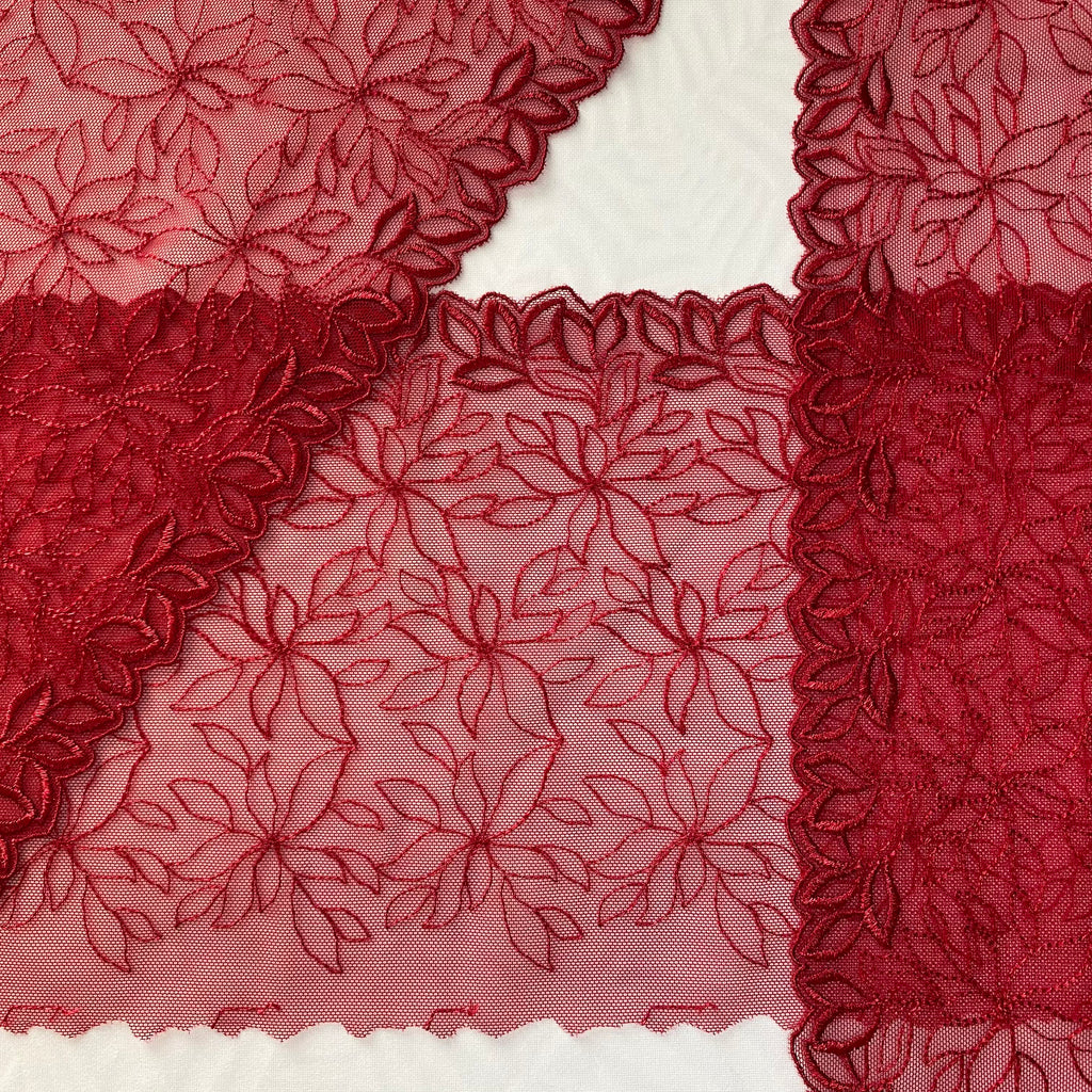 Embroidered Lace Dark Red