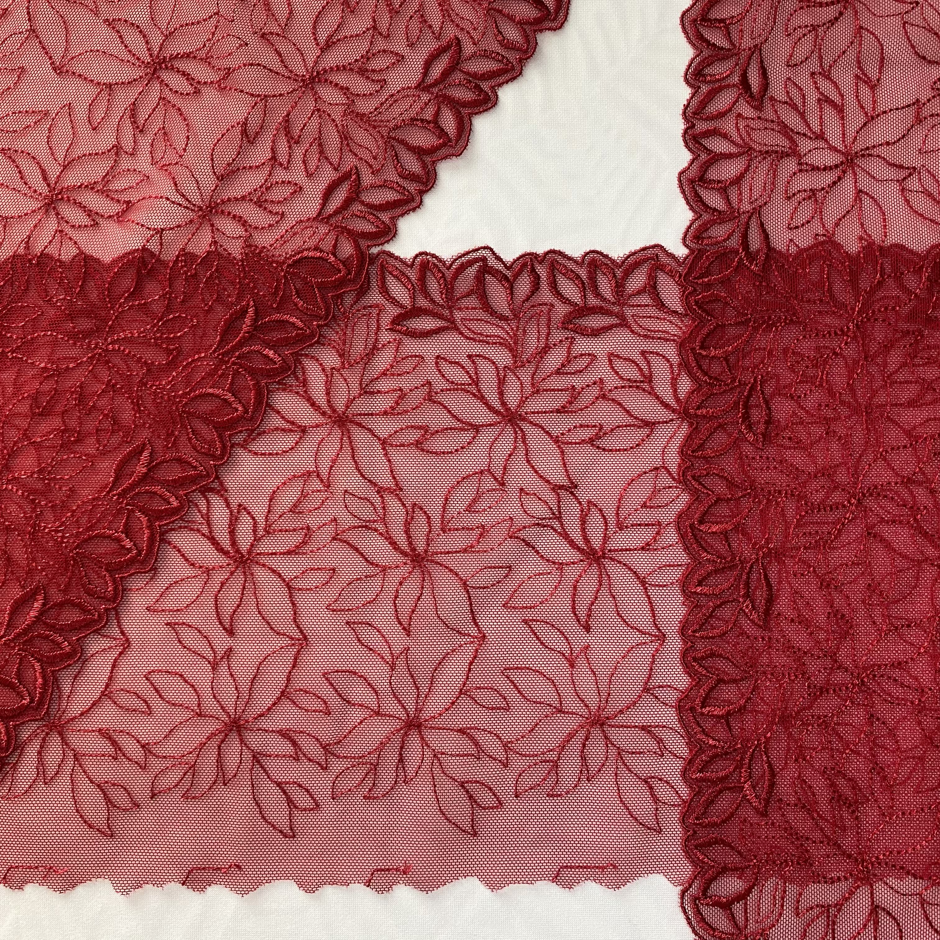 Embroidered Lace Dark Red