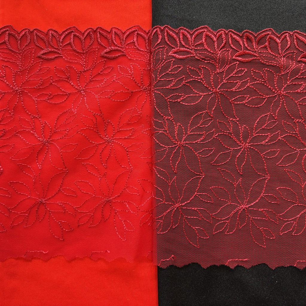 Embroidered Lace Dark Red