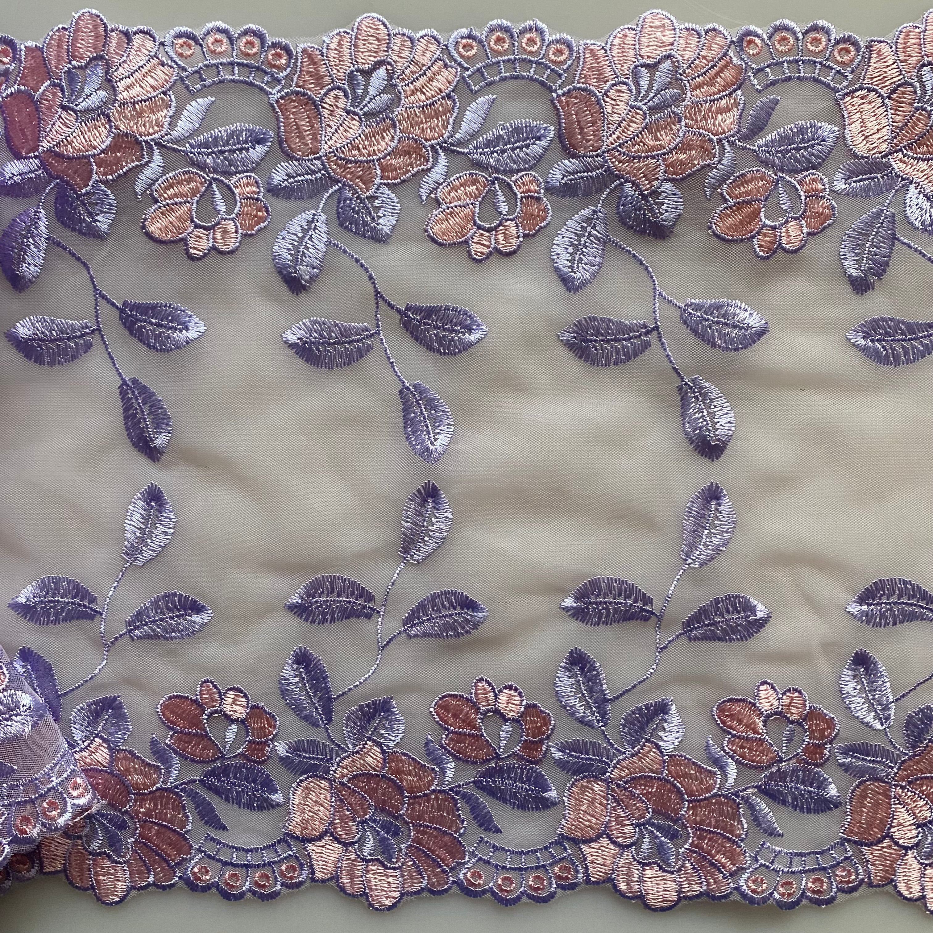 Embroidered Lace Purple Pink