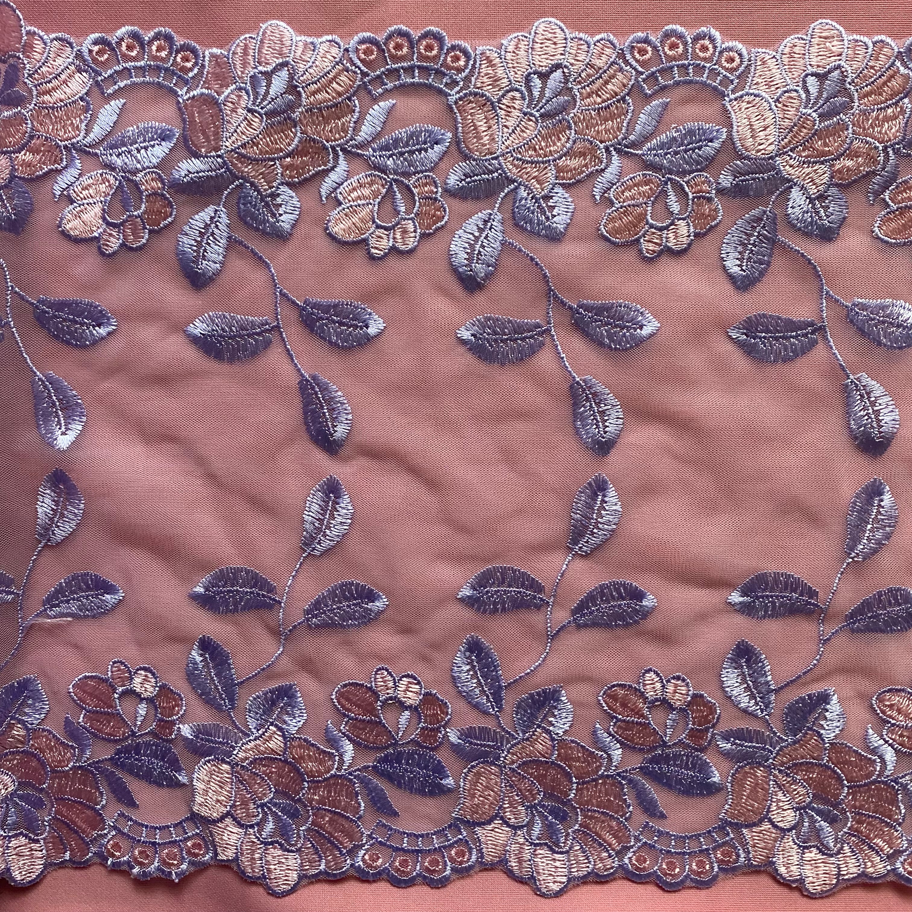 Embroidered Lace Purple Pink