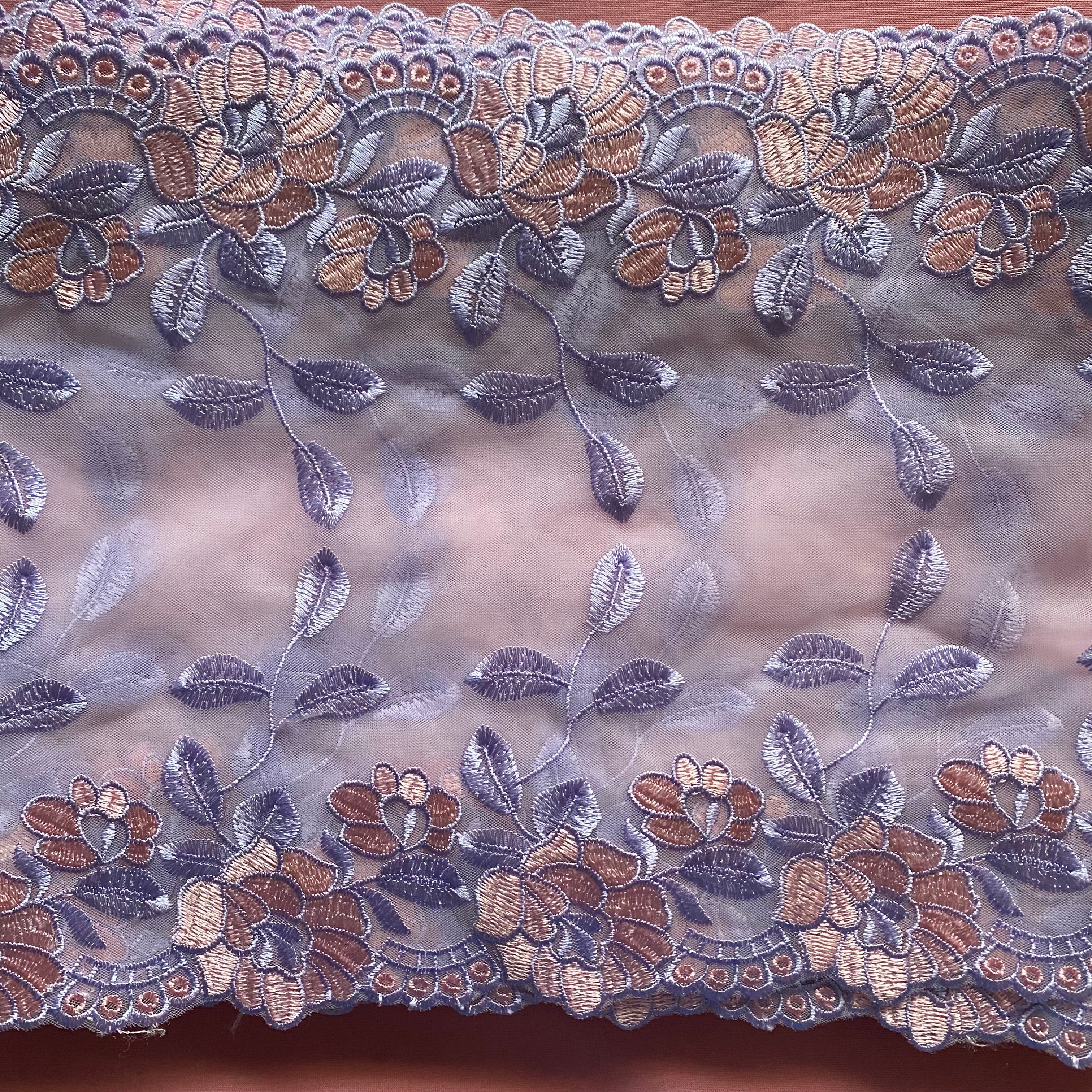 Embroidered Lace Purple Pink